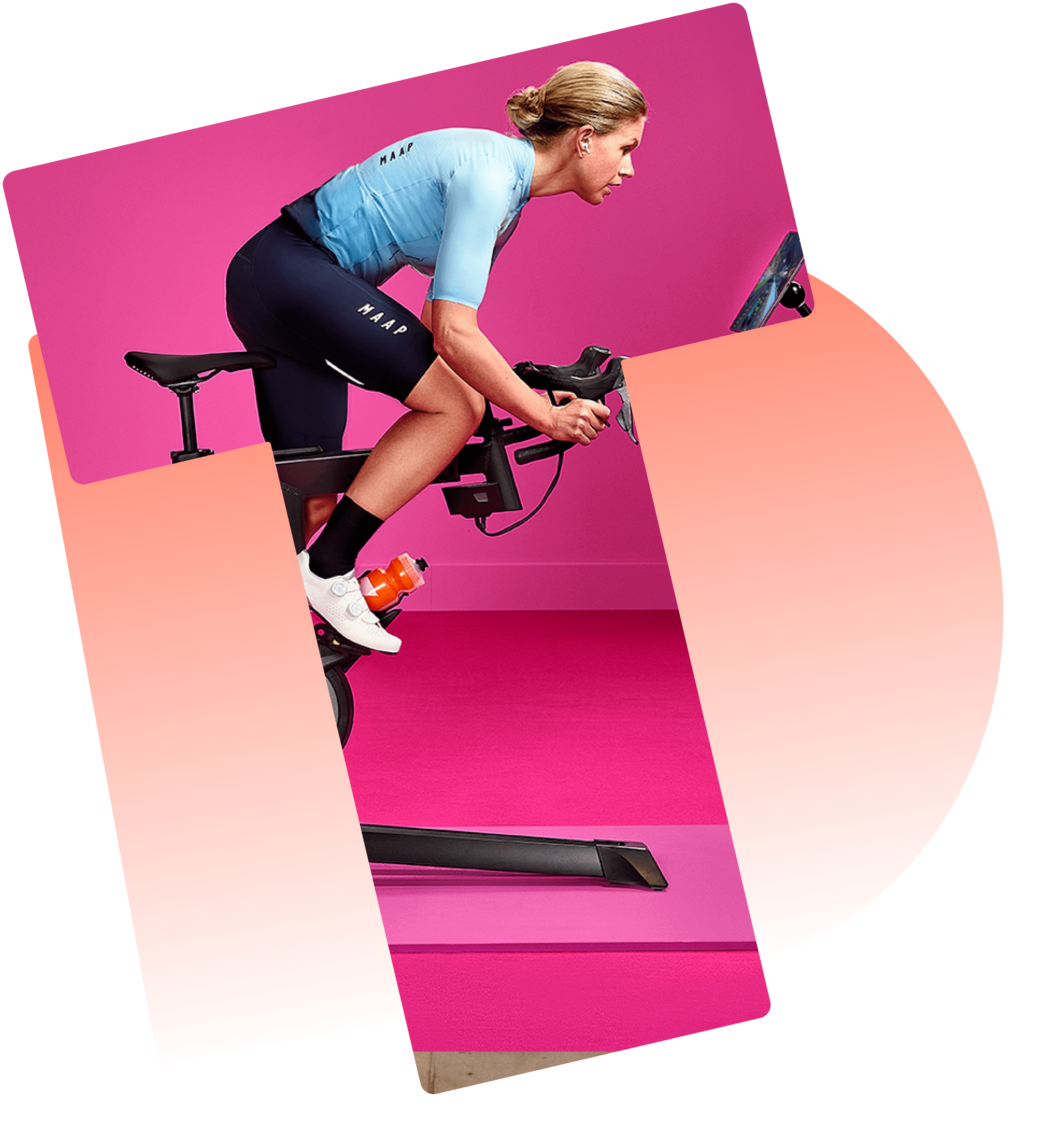 A women on an exercise bike